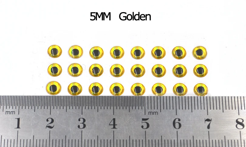 MNFT 100 unids/lote 3mm 4mm 5mm 3D señuelo de pesca holográfico atado de moscas, fabricación de cebos de señuelo con colores dorados, plateados, rojos, blancos y verdes - imagen 5