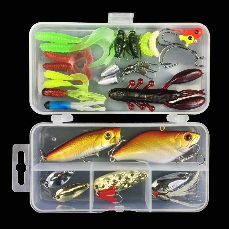 Kit de Señuelos de Pesca para principiantes, juego de 28-106 piezas, señuelos artificiales, traje de Grado Superior primario, multiusos, aparejos de pesca de profundidad - imagen 4