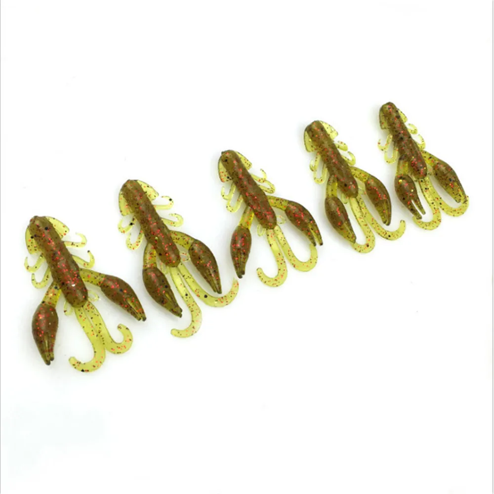 Señuelos blandos de silicona para Camarón, Kit de pesca de 5cm y 2g, gusano de langosta Artificial, aparejos de cebo de Camarón, 5 unidades por lote - imagen 2