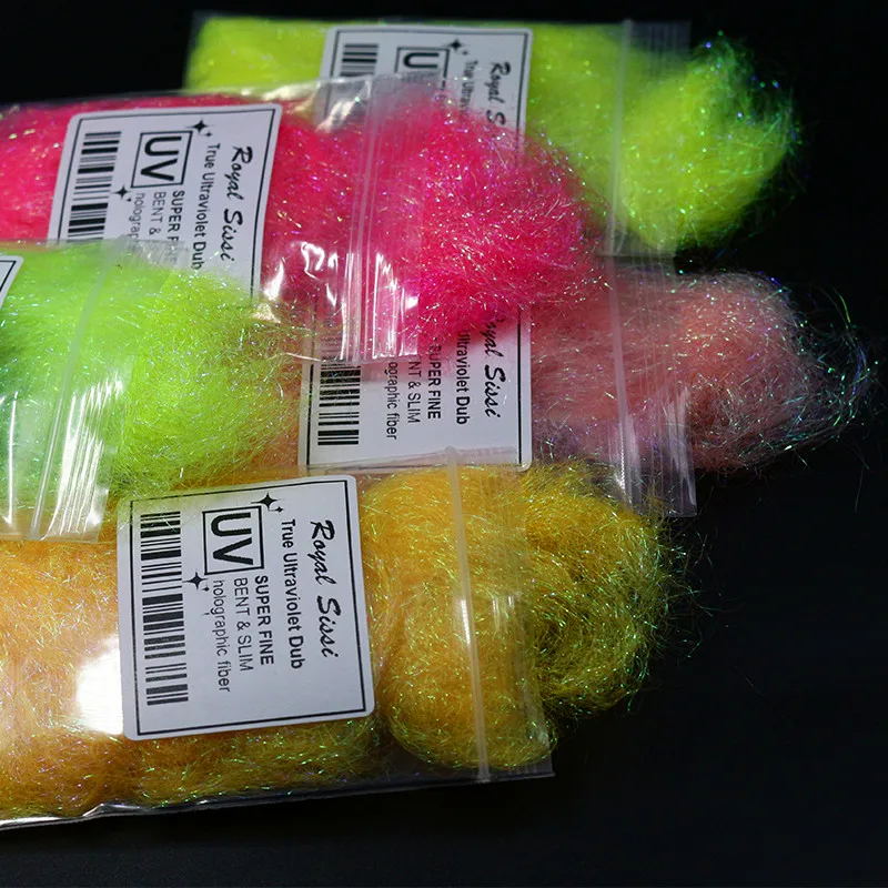 Juego de dobladillo de hielo con luz UV, fibras sintéticas reflectantes ultravioleta, materiales de atado de moscas sintéticas, 5 colores - imagen 4