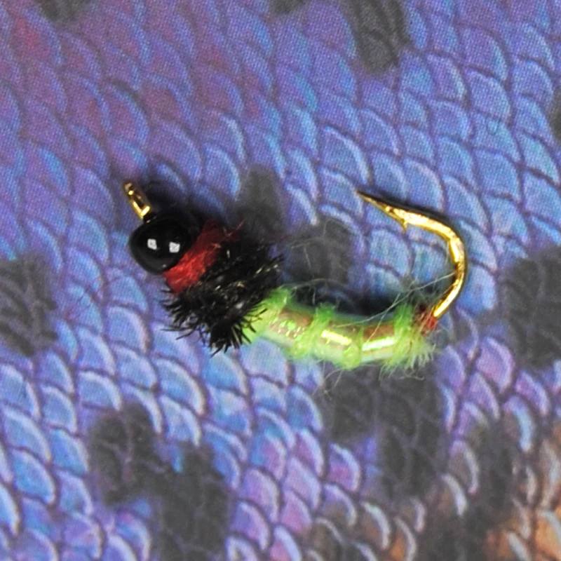 Caddis-moscas de pesca con mosca, punto caliente, Roca, gusano, negro/gráfico, 10 Uds. - imagen 2