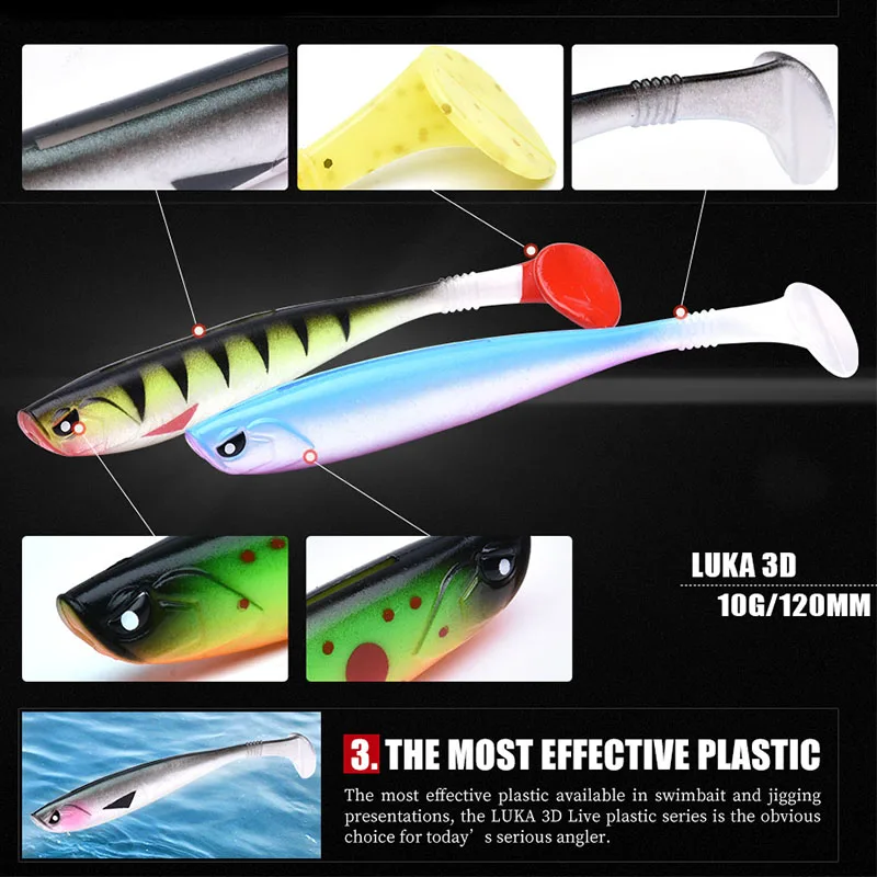 ALLBLUE-señuelo de pesca suave LUKA 3D, cebo suave de 10g/12cm, 4 unids/lote, sábalo de silicona, Lucio, pececillo, Swimbait, señuelo de plástico Jigging - imagen 2