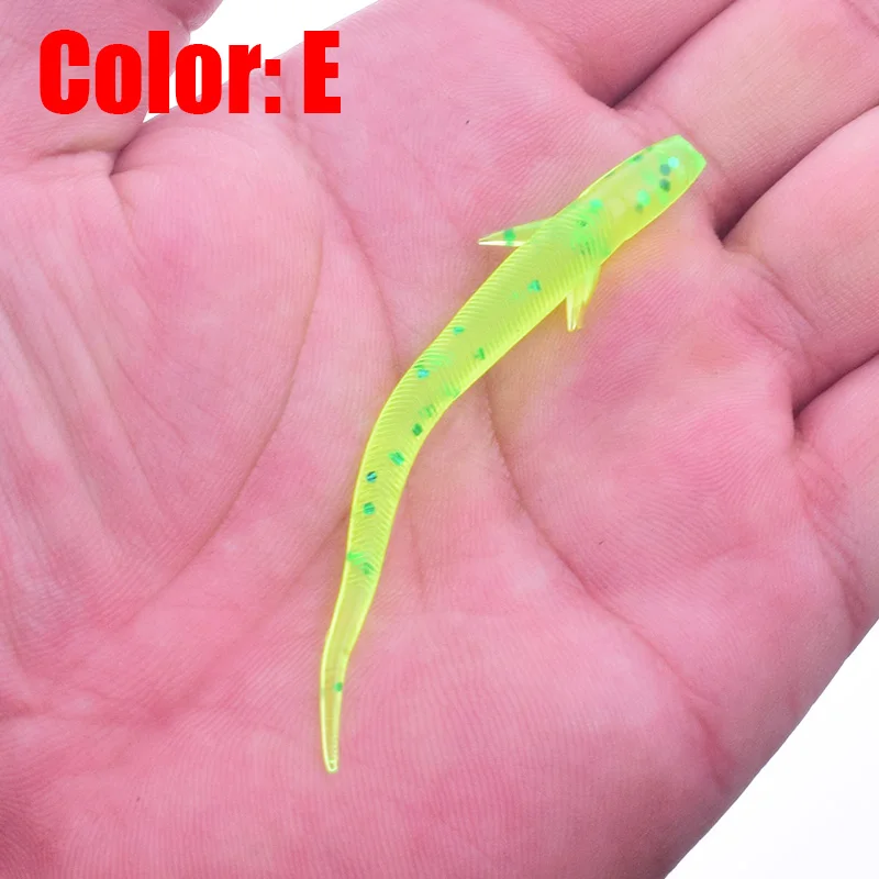 Señuelo suave de gusano de tierra de cola larga, cebo Artificial de silicona de 75mm y 1,2g, pez negro a rayas, aparejos de pesca de lubina, 20 unids/lote - imagen 4