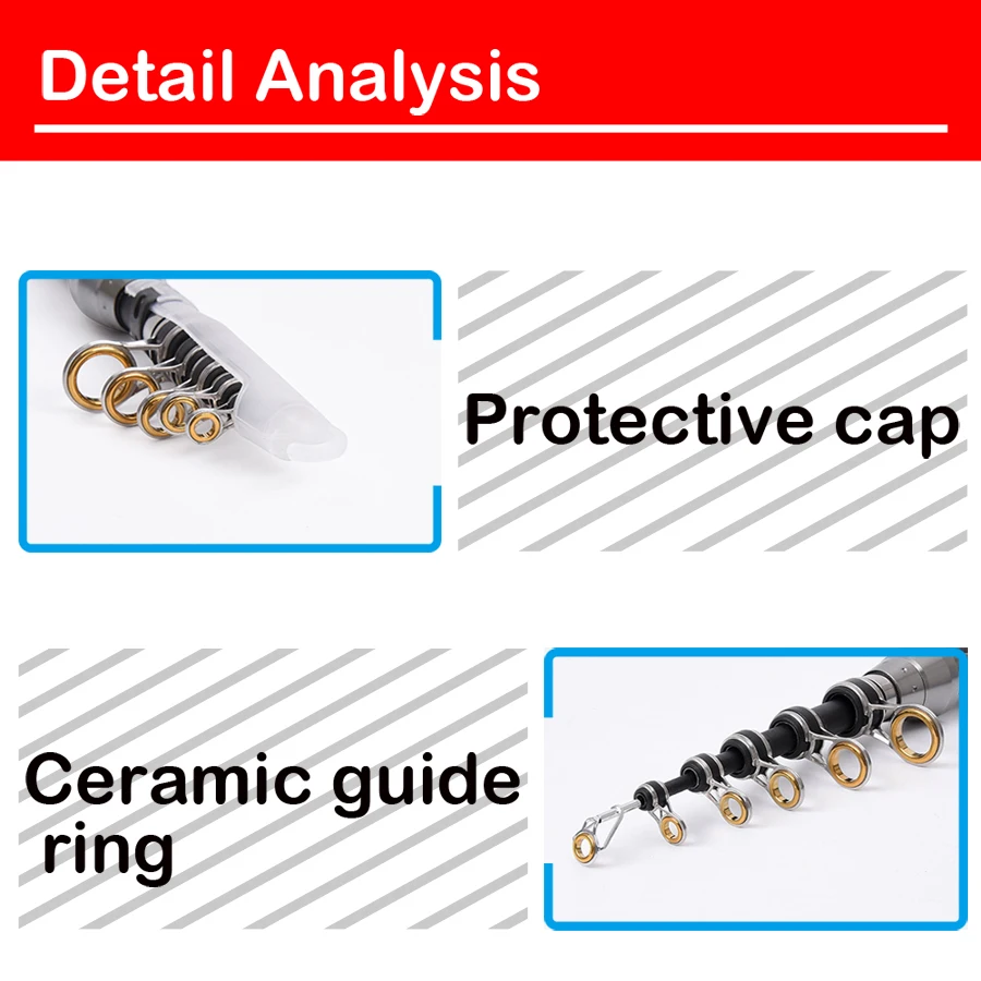 Caña de pescar telescópica, caña de pescar giratoria portátil, caña de pescar de viaje, barco marino, caña de pescar en roca, caña de pescar de fibra de carbono - imagen 4