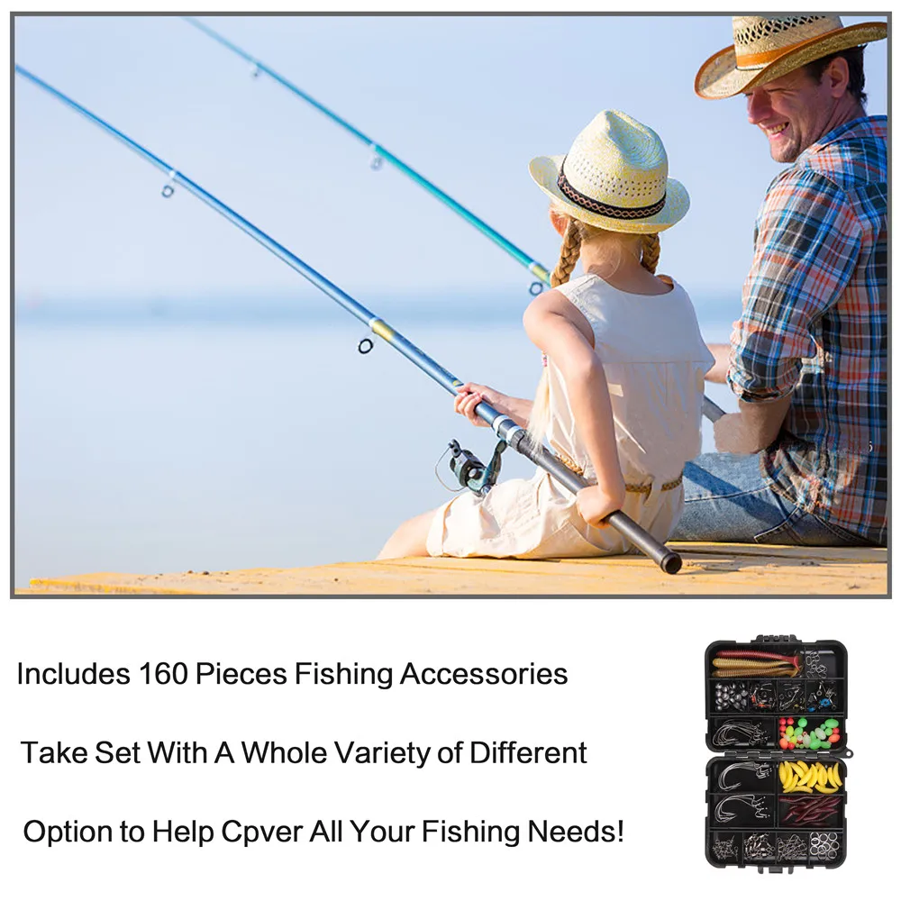 Caja de aparejos de pesca, Kit que incluye anzuelos de plantilla, anzuelos giratorios, plomos para aparejos de pesca Texas rig, 160 unidades - imagen 4