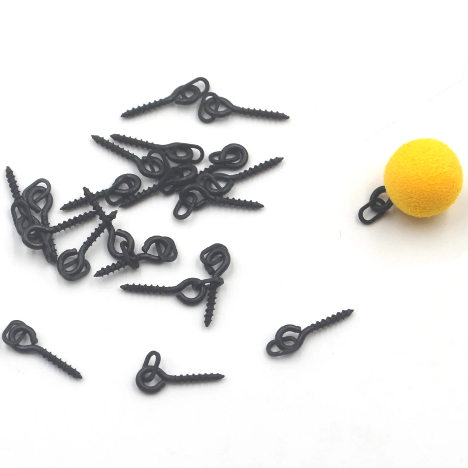 MNFT 25 uds Boilies negros mate tornillos de cebo con anillo ovalado 4,5mm Terminal de pesca de carpa aparejos Boilie Pop Ups Chod Rigs 12mm - imagen 2