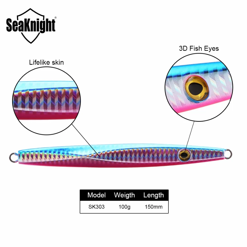 SeaKnight SK303 señuelo de pesca 1 Uds 150mm 100g Metal Jigging pez señuelo agua salada barco cuchara Señuelos de pesca Jig Tackle - imagen 2