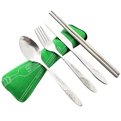 Cubiertos Plegables Acero Inoxidable para Picnic y Camping