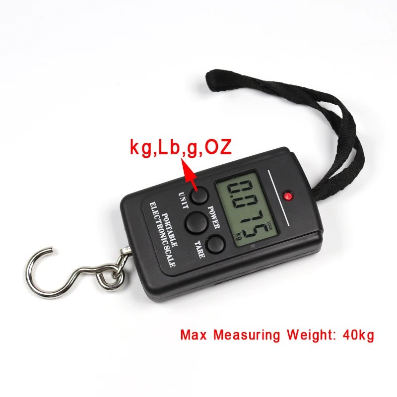 Bimoo-báscula electrónica portátil para pesca de carpa, gancho de peso, herramientas de pesca digitales de bolsillo, 40KG, 1 ud. - imagen 5