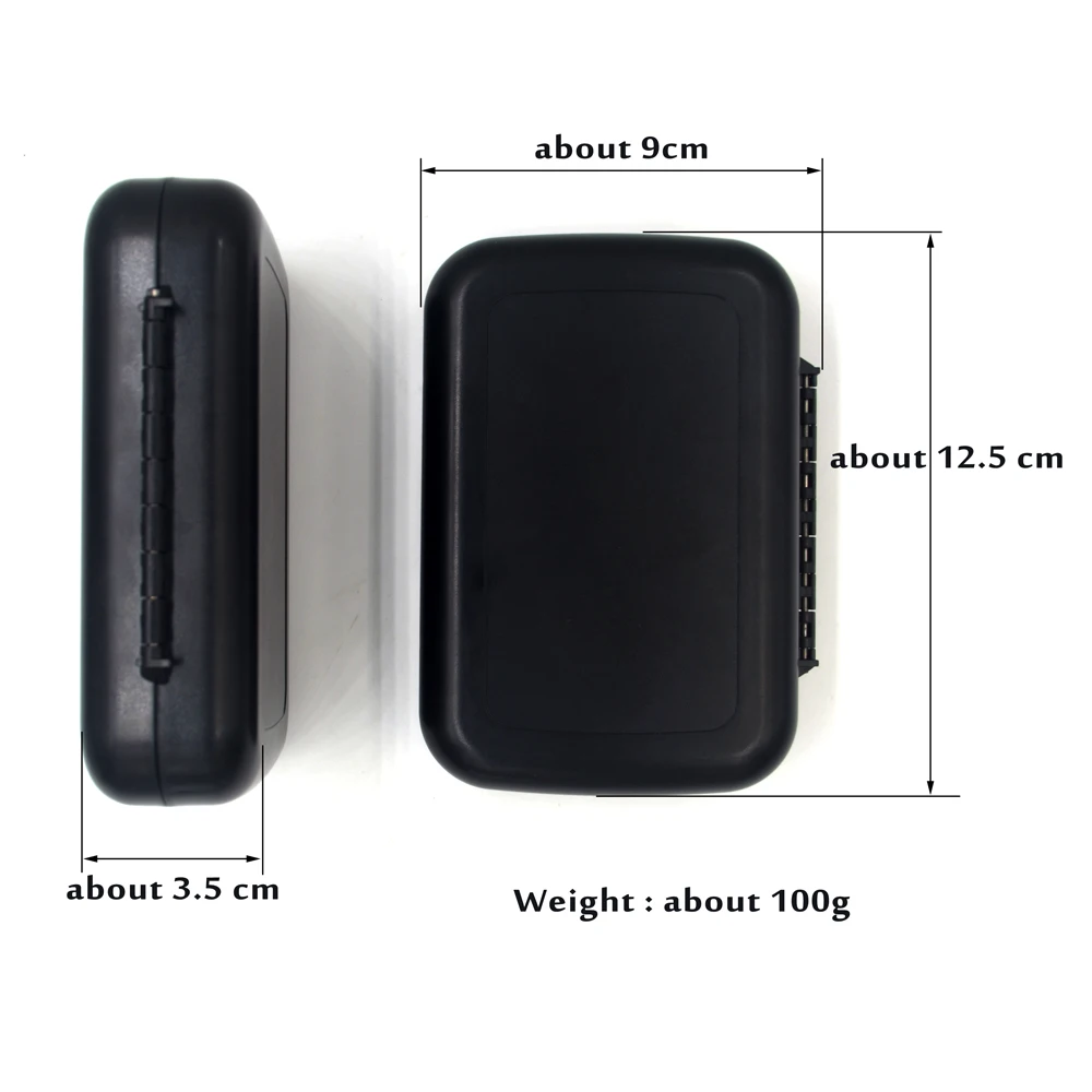 MNFT 2 uds cajas de pesca de ninfa impermeables de 4 capas de tamaño de bolsillo caja de almacenamiento de señuelos de plástico negro caja de pesca con mosca de espuma con hendidura - imagen 2