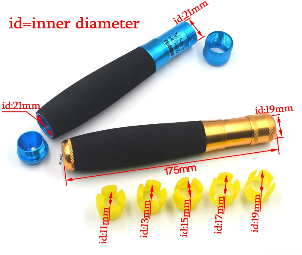 MNFT 2 juegos de mango de caña de pescar de aleación de aluminio y EVA, Kit de caña DIY, mango de cambio de caña de pescar multifunción - imagen 4