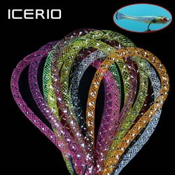 ICERIO-oropel holográfico Multicolor, tubo de malla de Mylar, trenza, atado de moscas, pececillo, Material de Flash corporal, 2 m/paquete, 4mm