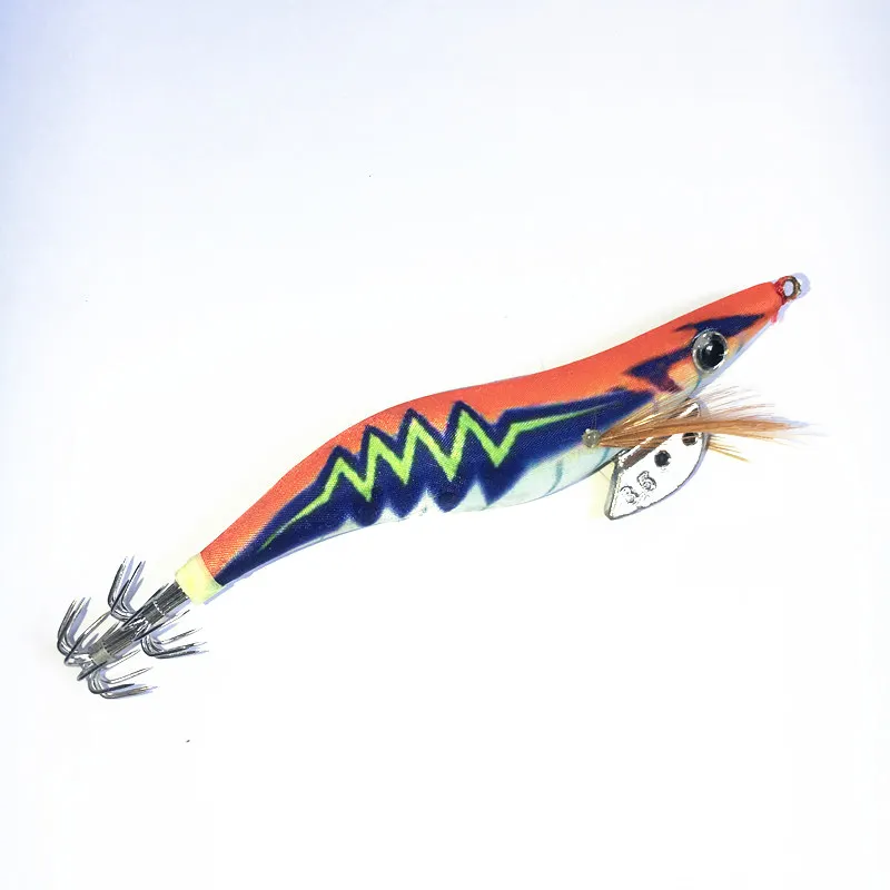 Anzuelo de calamar luminoso, señuelo de pesca de camarón de madera, 13CM, 21G, 8 unidades - imagen 5