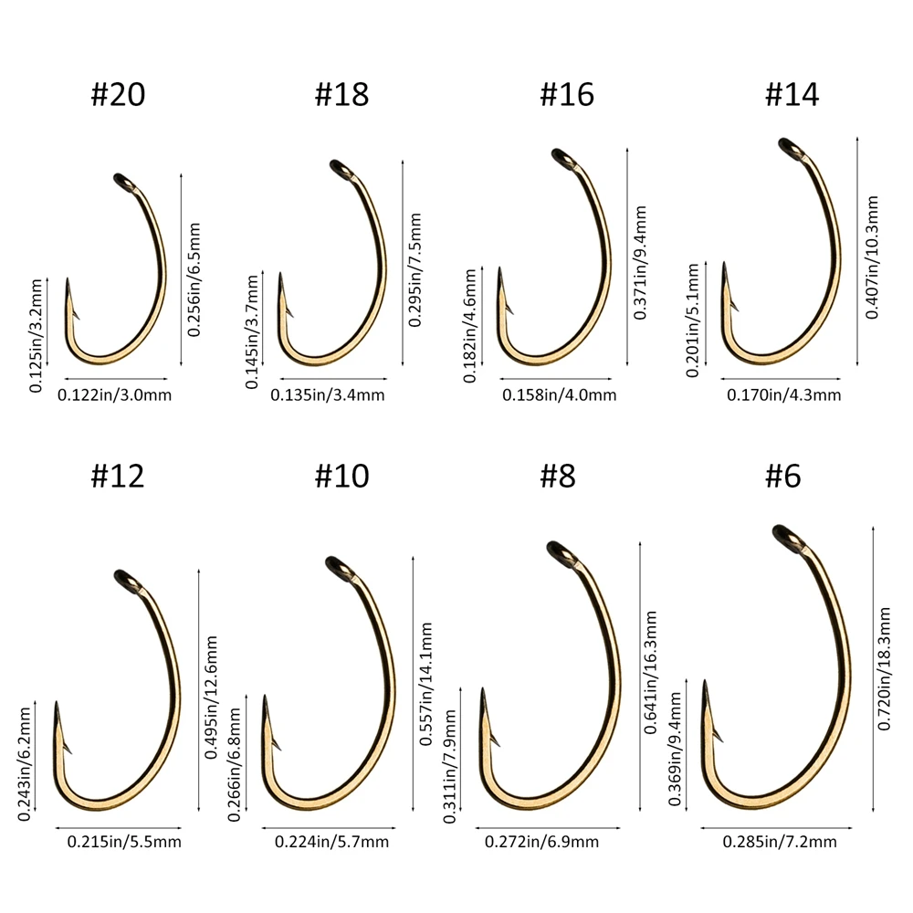 Goture-anzuelos de pesca con mosca de 120 piezas, juego de anzuelos de bronce de acero con alto contenido de carbono, con púas, para atar moscas secas/Nymph, con caja de componentes magnéticos - imagen 4