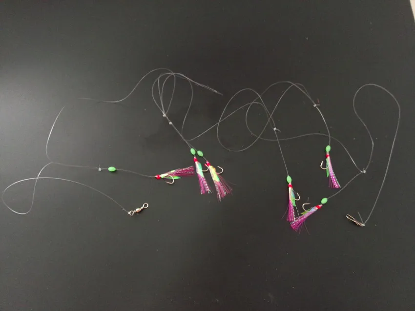 10 paquetes de aparejos Sabiki rojos, aparejos de pesca líder de fluorocarbono, señuelo de pesca de mar de agua salada, anzuelo de pesca, cebo, anzuelos de aparejo sabiki - imagen 5
