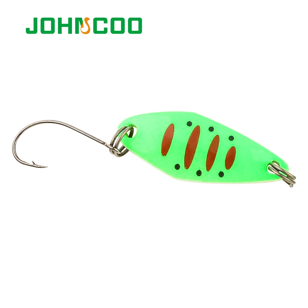 JOHNCOO-señuelo de Metal de cuchara de cobre, 3,2g, 3,0g, cebo de cuchara de colores, señuelo de pesca de trucha, un solo gancho, 2 uds. - imagen 3