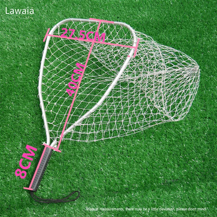 Lawaia-red de pesca con mosca, anillo de aluminio, Red de aterrizaje, mangos cortos, red de transferencia, red telescópica de nailon, herramienta de pesca - imagen 4