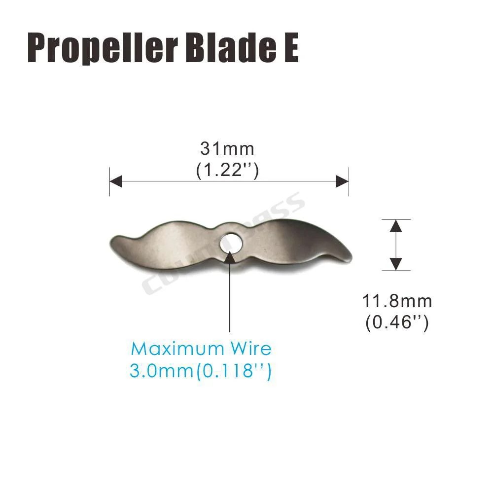 Countbass Paquete de 50 hélices puntiagudas de acero inoxidable, hoja de hélice, Señuelos de pesca de madera Topwater DIY, Popper, plantillas de natación - imagen 4