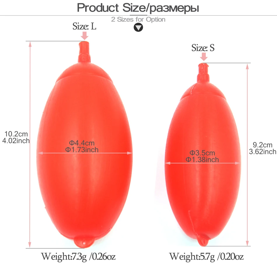 MNFT 4 Uds flotadores de pesca de mar de plástico de gran barriga roja con agujero flotador de pesca de gran flotabilidad herramienta de aparejos tamaño S L - imagen 2