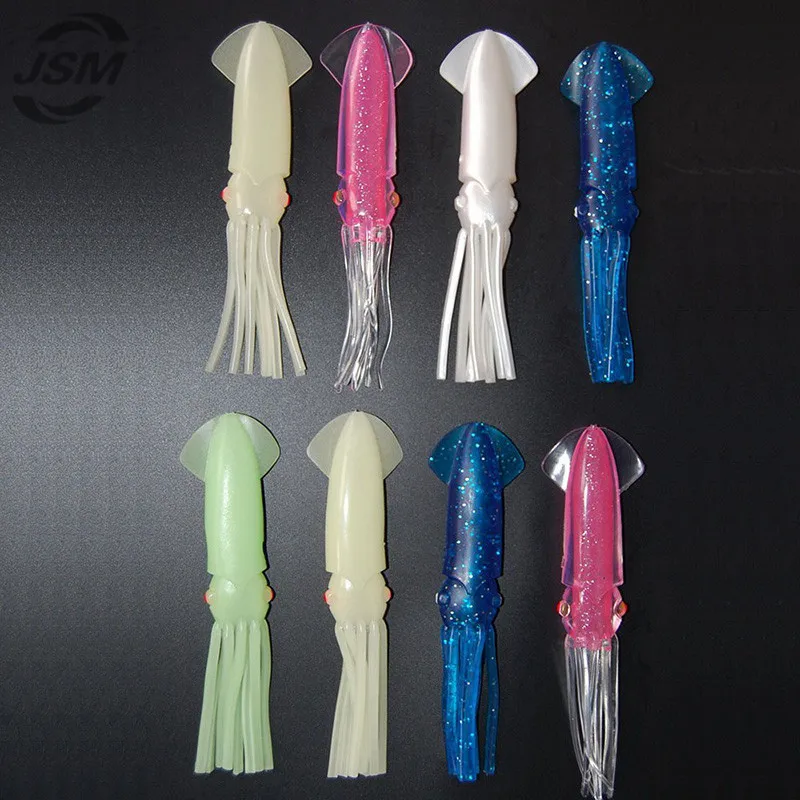 JSM-Señuelos de Pesca de calamar suave para Jigs, faldas de calamar luminosas, cebo Artificial para pesca de juego grande de colores mezclados, 18cm, 8 Uds. - imagen 2