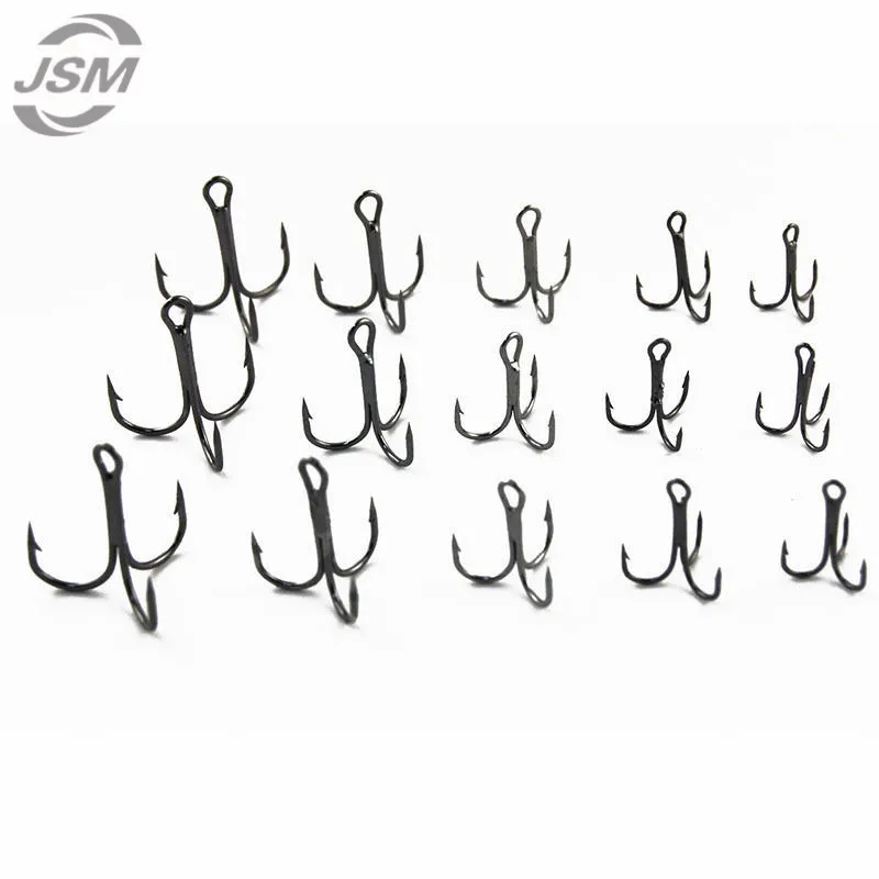 JSM-anzuelos de pesca triples de acero al carbono 150, señuelo duro negro, redondo, doblado, Triple, Artificial, juego de anzuelos con caja, 35647 uds. - imagen 4