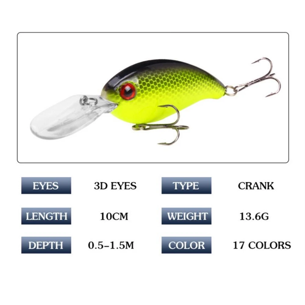 Señuelo de Pesca de manivela, Wobblers, 10cm, 14g, Crankbait Isca, cebo Artificial, ojo 3D, Lucio, Jerkbait, aparejos de Pesca de pececillos, 1 ud. - imagen 4