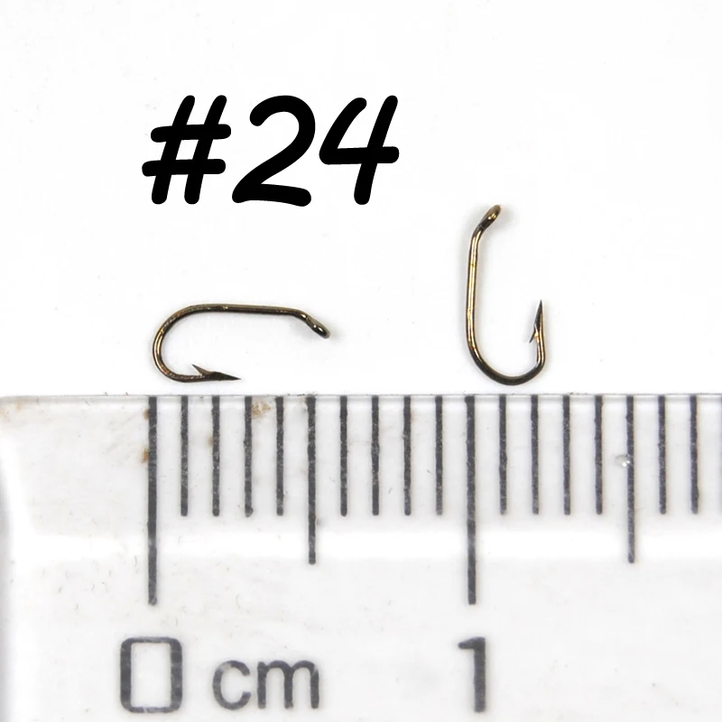 Bimoo Premium-anzuelo estándar de mosca seca, ganchos de atado de moscas, forjado, curva hacia abajo, acabado bronce, tamaño pequeño #20 #22 #24, 25 piezas - imagen 5