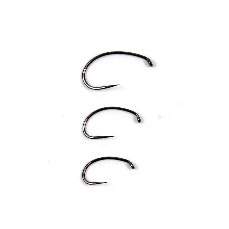 Bimoo-anzuelos de Ninfa para atar moscas, anzuelos de Ninfa, de níquel negro, tamaño 12 14 16, 25 unidades por lote - imagen 2
