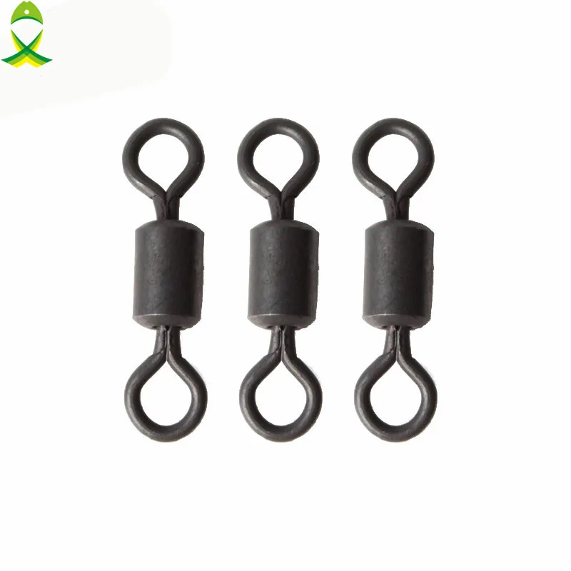 JSM-aparejos giratorios de pesca de carpa, accesorio de pesca de cuerpo largo, 100 piezas, color negro mate