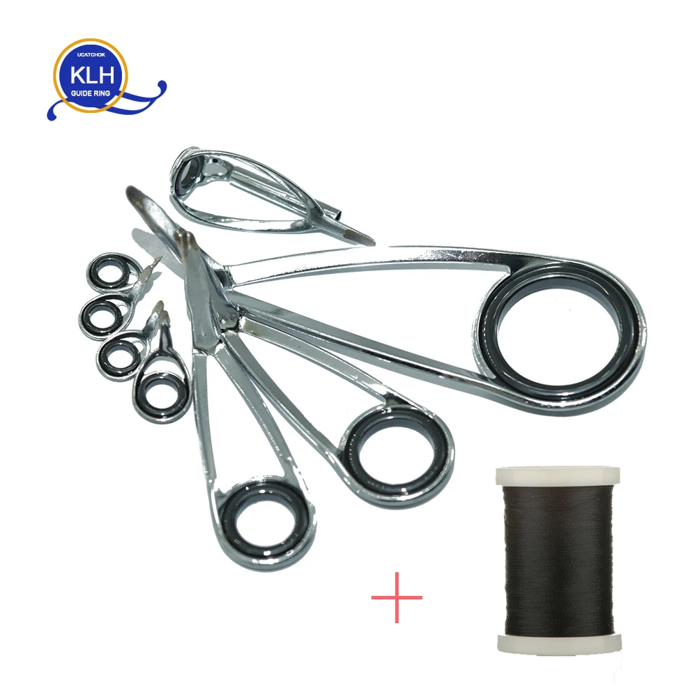 8 uds/Kit soporte KLH anillo guía de acero inoxidable para UL-L-ML-M-MH-H potencia caña de pescar giratoria reparación reajuste montaje DIY