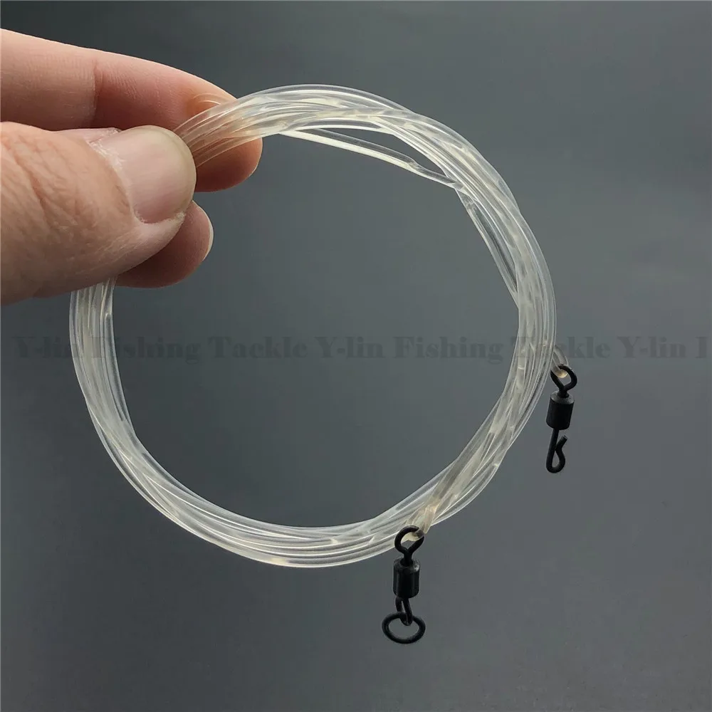 Enlace de gancho de fluorocarbono de 1M, 35LB, Color claro, líder sin plomo de carpa con anillo flexible, cambio rápido, núcleo de plomo giratorio, bucle líder - imagen 3