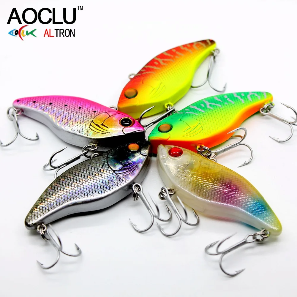 AOCLU-Señuelos de pesca de cebo duro, sonajero que se hunde, VIB, agua de mar, bajura, barco nadador, lubina de lanzamiento fácil, trucha, anzuelos VMC, 60mm, 16g - imagen 3