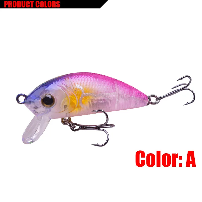 Mini señuelo de pesca de pececillos, 50mm, 4,5g, cebo duro bonito para nadar en agua superior con anzuelos triples, aparejos de pesca Crankbait, 1 ud. - imagen 5