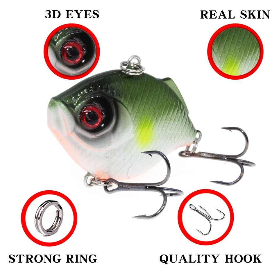 LEOSPORT-Señuelos de Pesca de calidad profesional, cebos Crankbaits VIB, 4CM, 2018G, Tamaño 7, bamboleantes, 10 colores disponibles, 8,5 - imagen 3