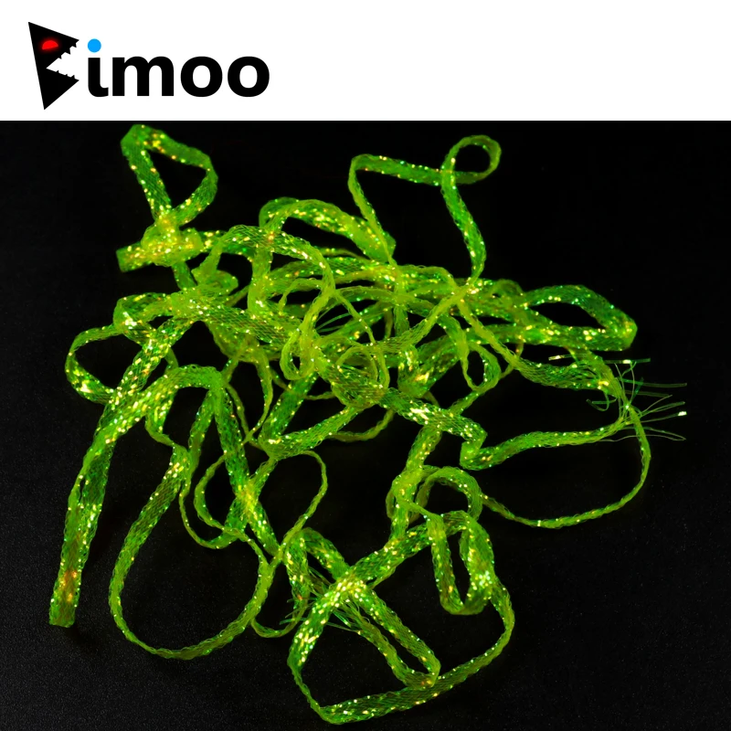Bimoo 3/4mm 2 yardas/bolsa UV Flurocent trenza de diamante plano para Emergers ninfa camarones Scud Streamer Lucio Material de atado de moscas de agua salada - imagen 4