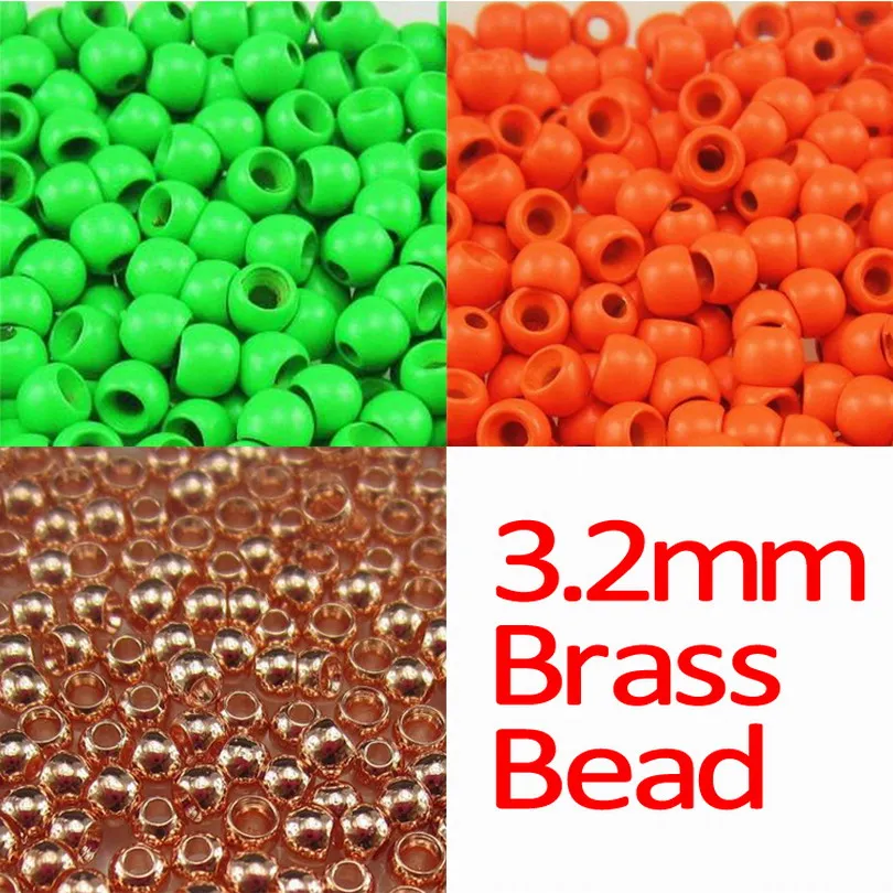 MNFT 500 Uds. Cuentas de latón de 3,2mm Color naranja/verde brillante cuentas para atar moscas Material de pesca con mosca cuentas de cabeza de ninfa - imagen 2