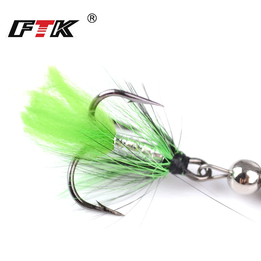 FTK-señuelo de pesca giratorio, 1 Uds., 8g, 13g, 19g, cebo duro de lubina de Metal con anzuelos triples de plumas, aparejos de Lucio - imagen 5