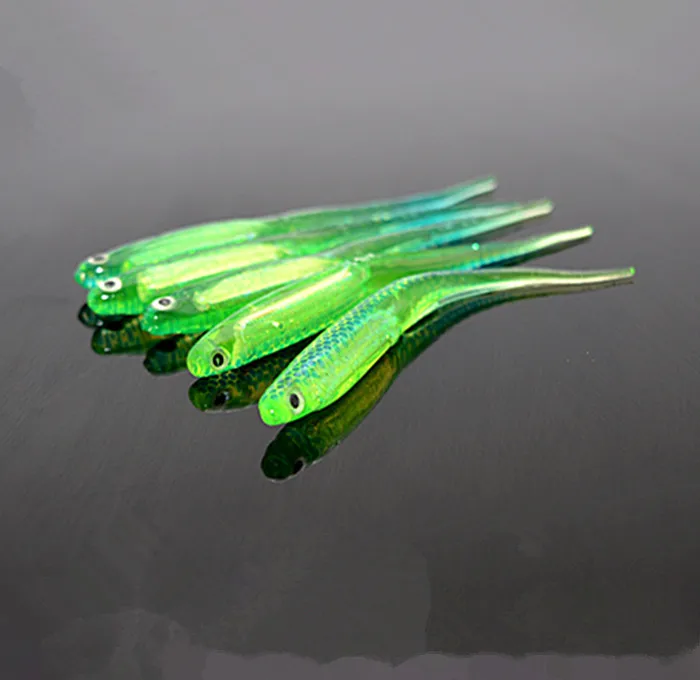 Pez sábalo suave con tubo de reflexión de colores interior, cebo de goma arcoíris hueco, 10cm, 5 uds. - imagen 3