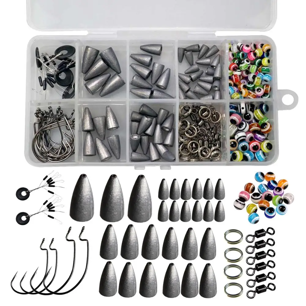 THKFISH Kit Carolina Rig y Texas Anzuelos giratorios con plomos balas