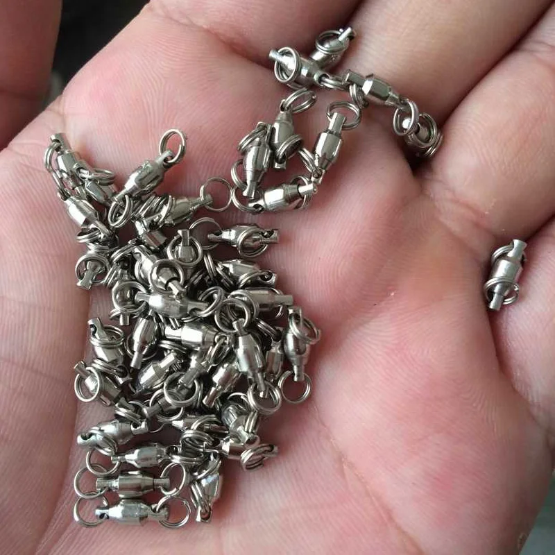 Anillo de rotación de rodamiento, accesorios de conector giratorio para Señuelos de Pesca, 8 anillos figurados, lote de 5 piezas