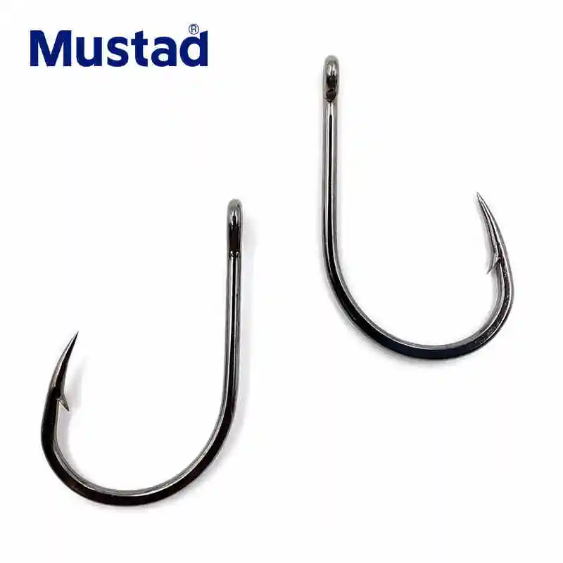 Mustad-anzuelos con ojos para Pesca, anzuelos de acero con alto contenido de carbono 10104, con púas, círculo único, para carpa, 1 #-7 # - imagen 2