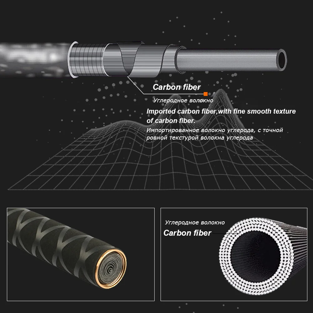 Goture-cañas de pescar telescópicas de fibra de carbono, poste de mano ultraligero con frente de repuesto, carpa de 3 secciones, 3,6-7,2 m - imagen 2