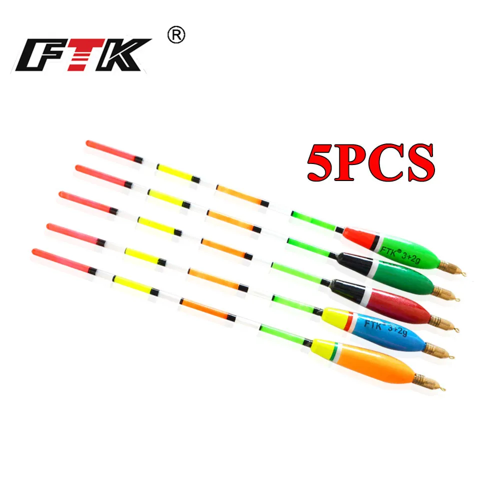 FTK-flotador Vertical para Pesca de carpa, aparejos de Pesca de Color mixto, 3 + 2g, 4 + 2g, 5 + 2g, 6 + 2g, 5 unidades por lote - imagen 4