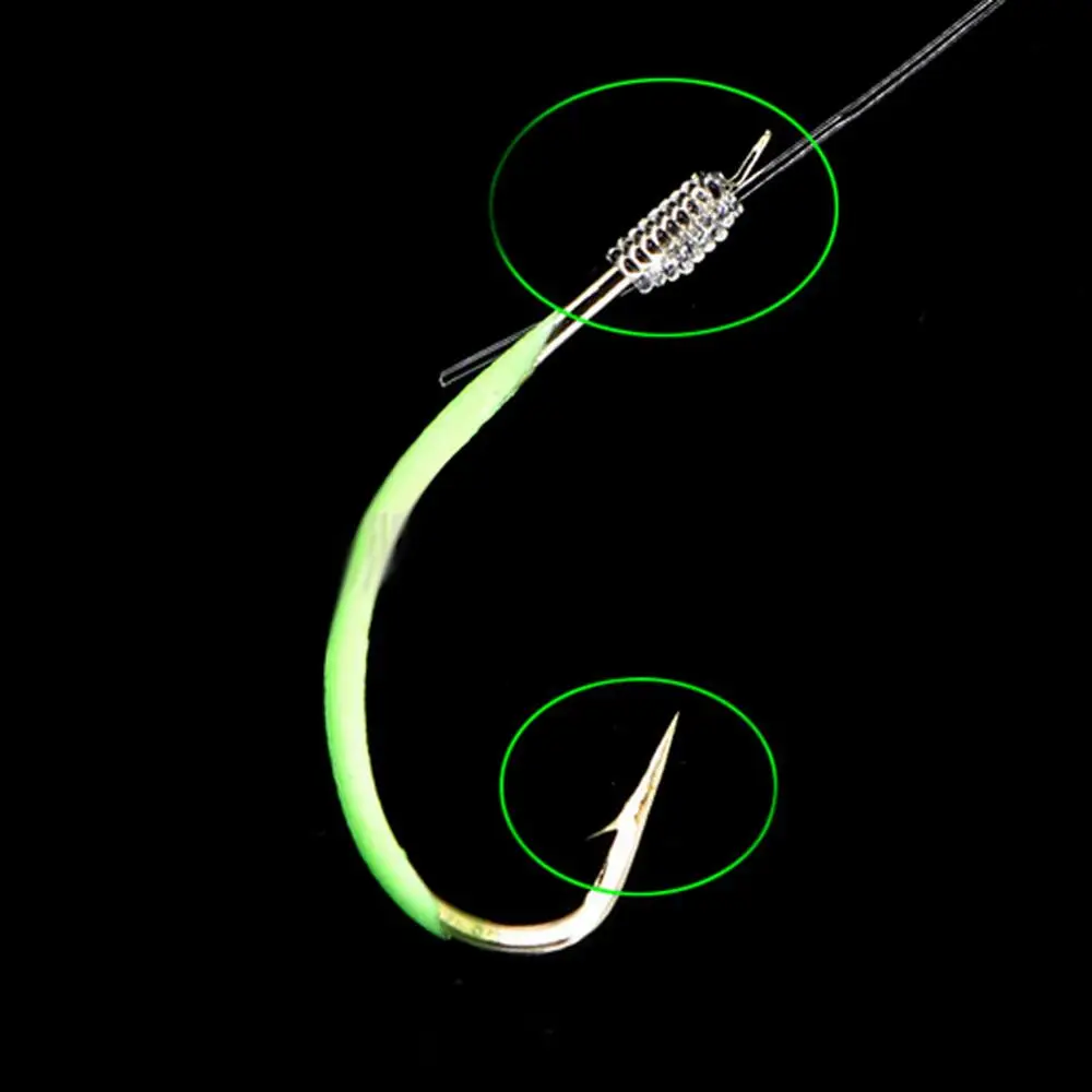 Anzuelos de pesca nocturna que brillan en la oscuridad, Accesorio luminoso para pesca de agua salada y fresca, 12-30 #, 30 unids/set por juego - imagen 3