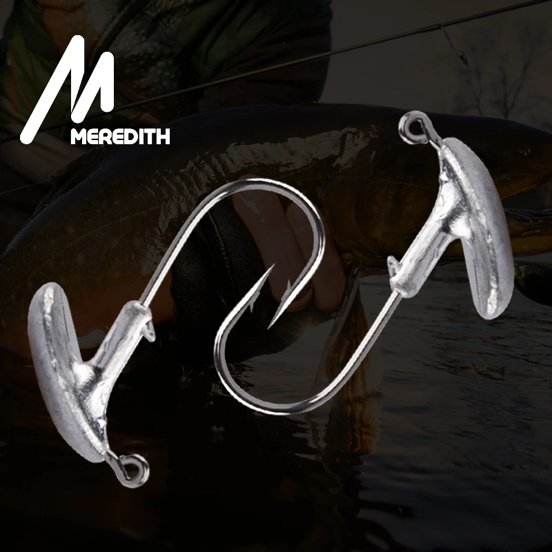 MEREDITH-anzuelo de pesca con ranura para sangre, gancho de pesca con cabeza giratoria, 3,5g, 5g, 7g, 10g, 14g, para señuelo suave de acero al carbono, 10 Uds. pesca accesorios mar cabeza plomada blux - imagen 5
