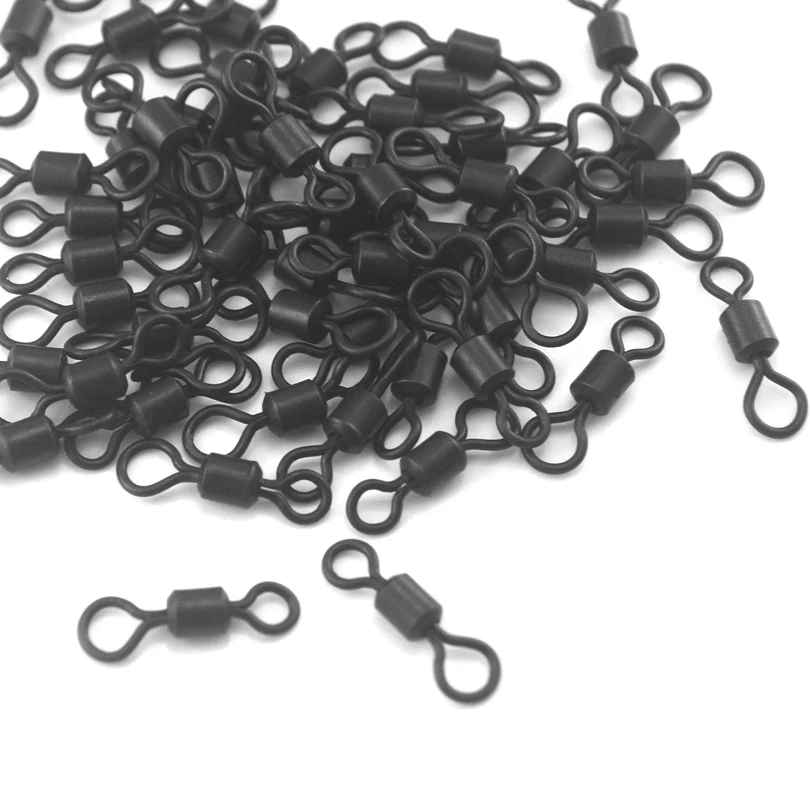 50 piezas 4 #   Giratorios Heli de ojo grande, aleación de latón, Color negro mate, se adapta a Clips de plomo de seguridad, aparejos de extremo de Terminal, giratorio de carpa - imagen 4