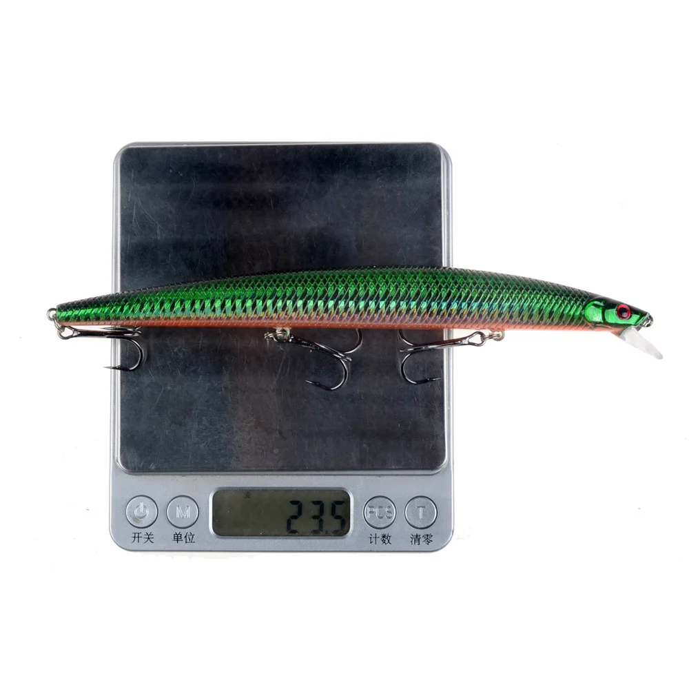 Mejor venta 1 piezas 18 cm 24g largo pescado Minnow mar cebo de pesca señuelo 3D ojos fuerte ganchos señuelos para pesca en el mar - imagen 4