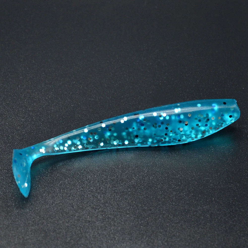 Señuelo de pesca con cebo suave de doble Color, 8,5 cm/4,5g, señuelos artificiales de gusano de cola en T individual, bolsa de 5 piezas - imagen 4