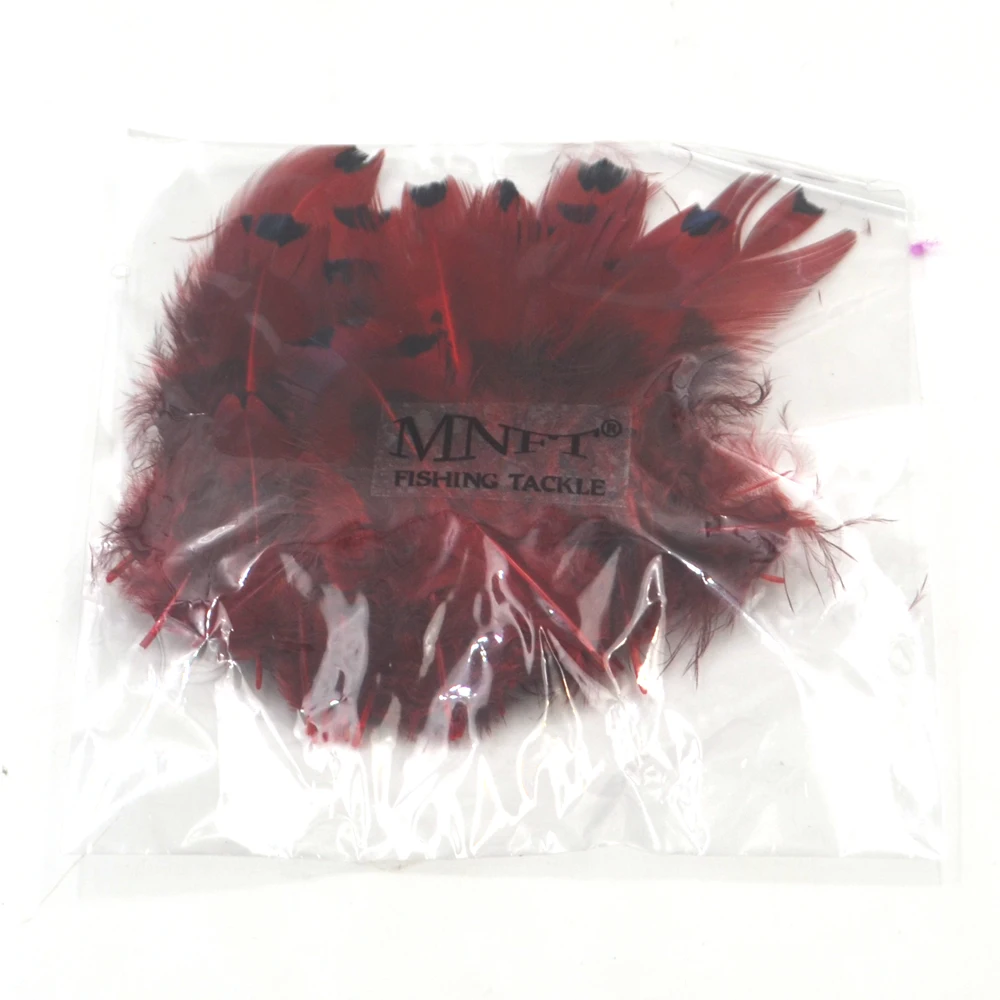 MNFT 50 unids/lote plumas de faisán rojo Natural con punto grande Material de atado de moscas para Señuelos de Pesca longitud de aproximadamente 4-8cm - imagen 4