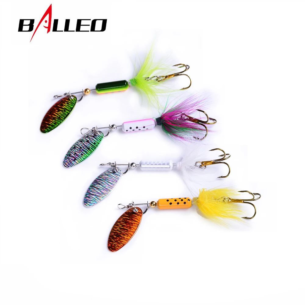 Balleo-señuelo de pesca giratorio, 4g, 6g, cebo de metal para jigging, trucha, lote de 4 unidades